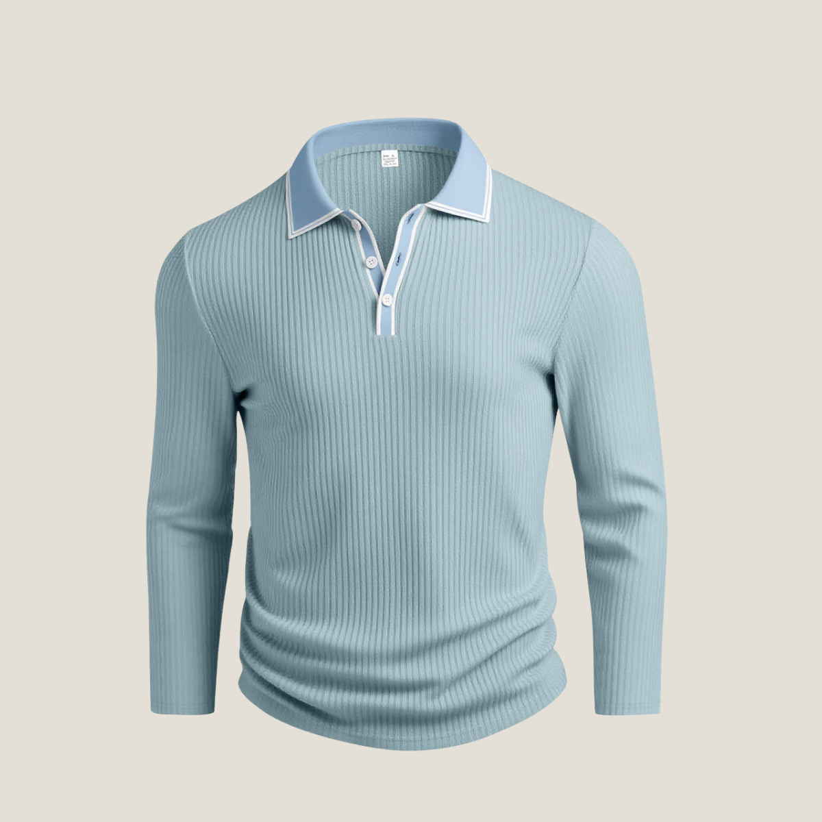 Men's Polo Shirts - Ribbed Knit Contrast Tipped Collar Button Placket