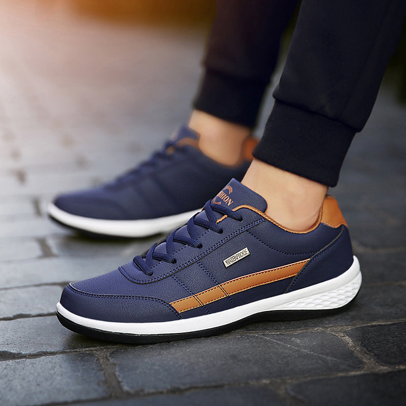 Men's Casual Sneakers - Lace Up Low Top with Stripe Detail