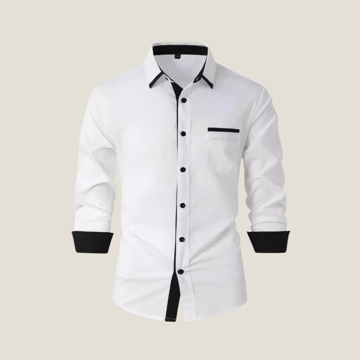 Men's Long Sleeve Shirts - Button Down Contrast Collar Cuff Chest Pocket