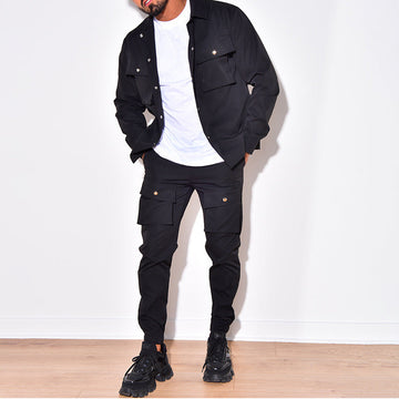 Men's Two Piece Set - Cargo Overshirt Jacket and Jogger Pants