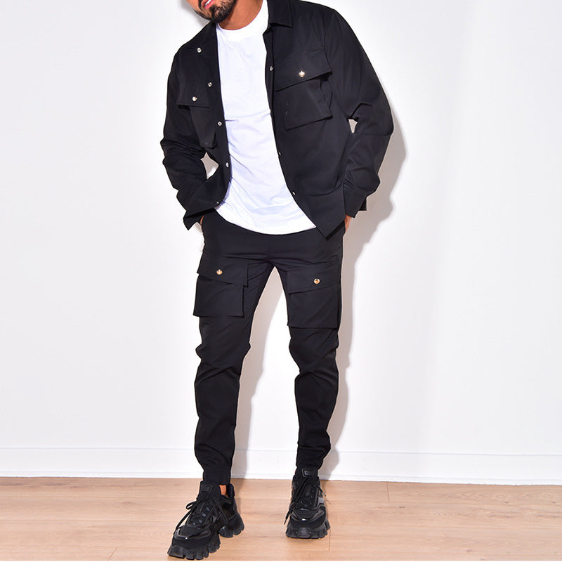Men's Two Piece Set - Cargo Overshirt Jacket and Jogger Pants