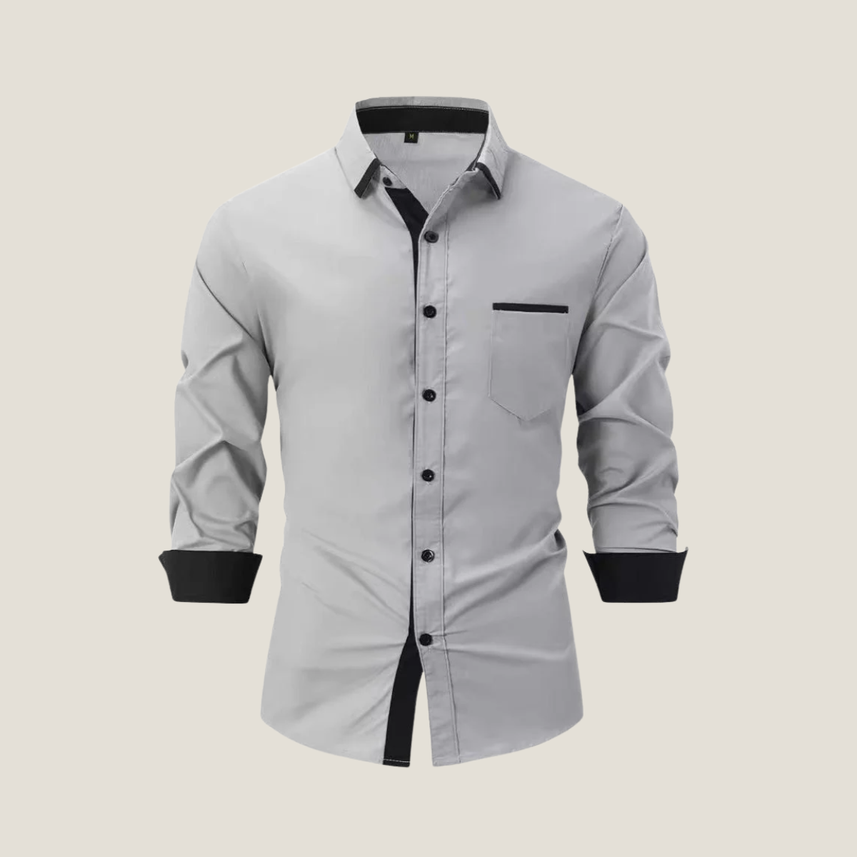 Men's Long Sleeve Shirts - Button Down Contrast Collar Cuff Chest Pocket