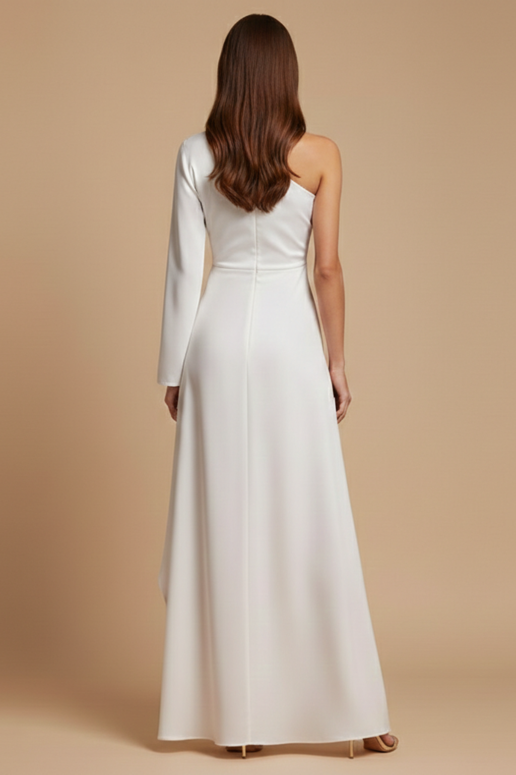 Women's One Shoulder Abstract Print Maxi Dress - Single Sleeve