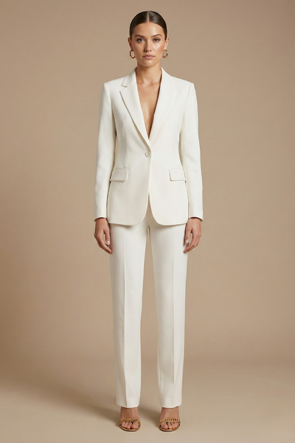 Women's Tailored Blazer & Wide-Leg Pants Two Piece Set