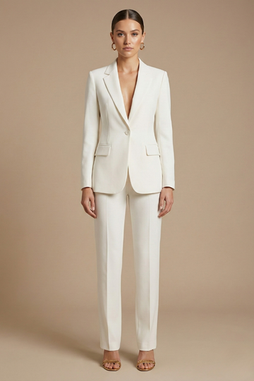 Women's Tailored Blazer & Wide-Leg Pants Two Piece Set