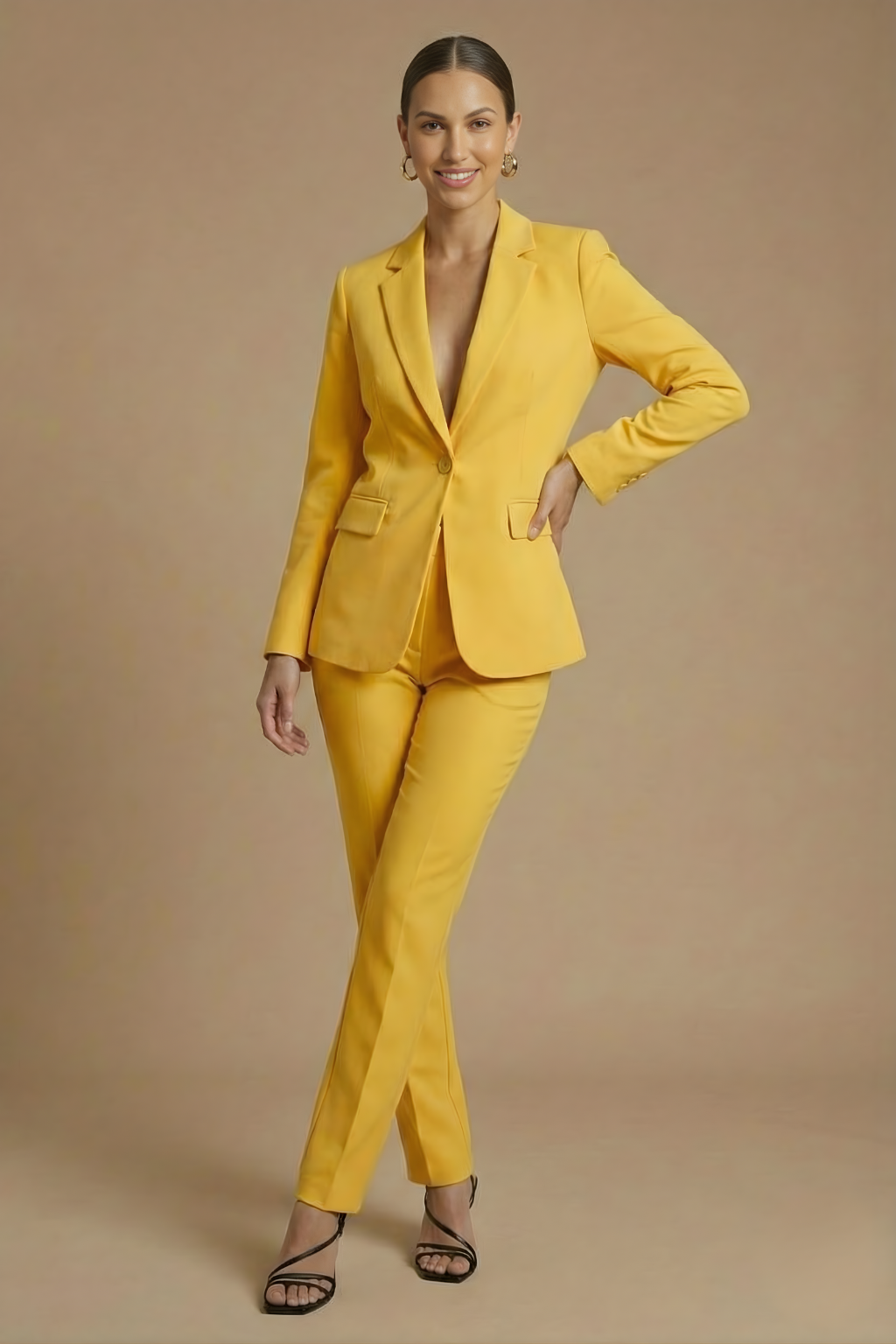 Women's Tailored Blazer & Wide-Leg Pants Two Piece Set