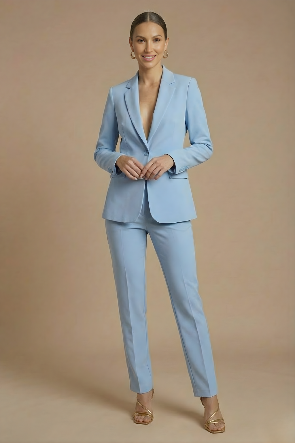 Women's Tailored Blazer & Wide-Leg Pants Two Piece Set