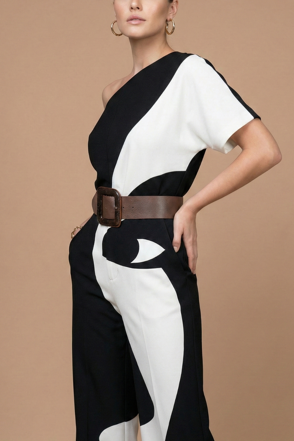 Women's Wide Leg Jumpsuit - One Shoulder Floral Print