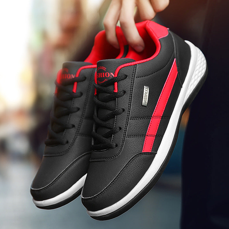 Men's Casual Sneakers - Lace Up Low Top with Stripe Detail