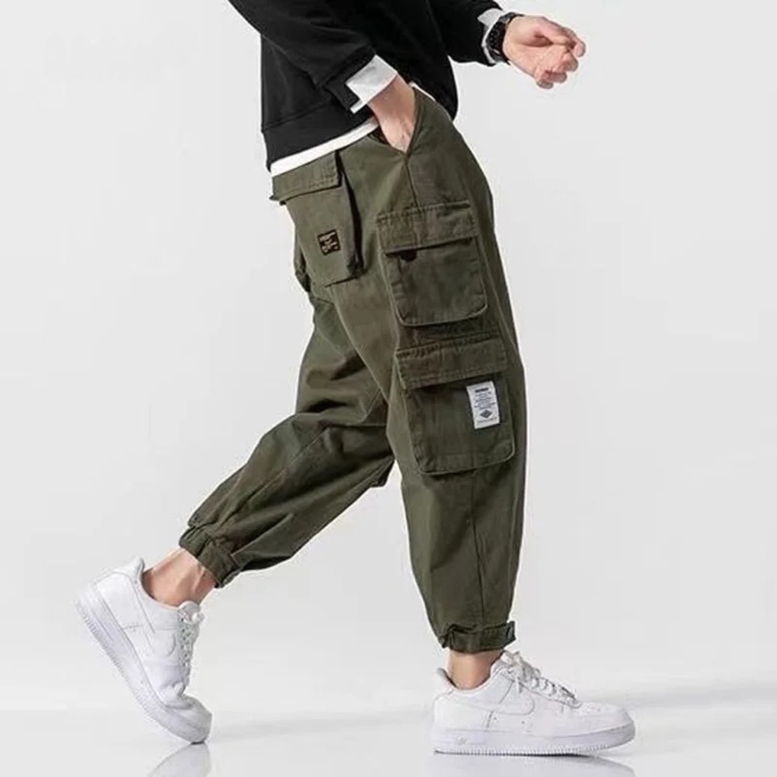 Men's Cargo Pants - Multi-Pocket Jogger Elasticated Cuff