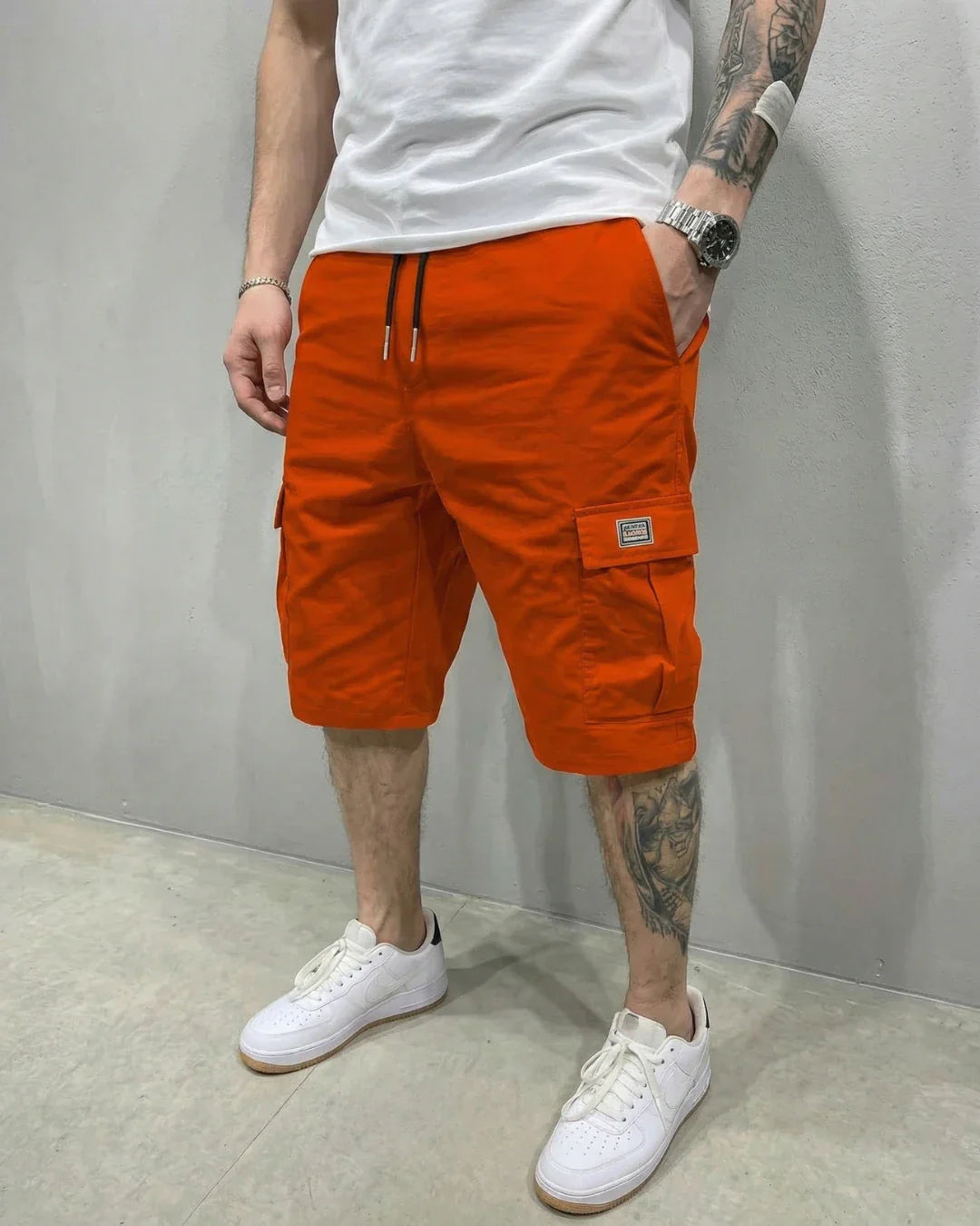 Men's Drawstring Waist Cargo Shorts - Above Knee Length