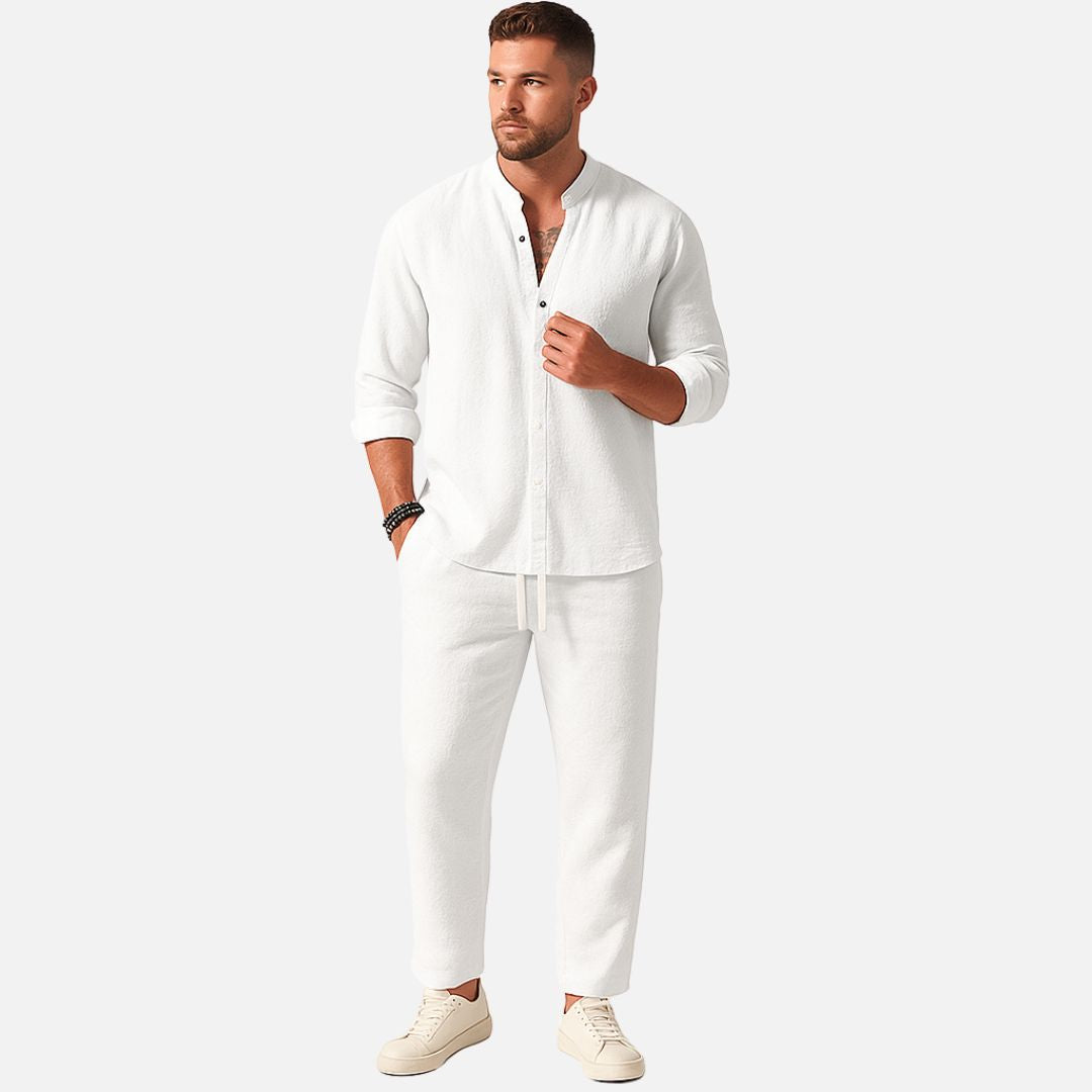 Men's Two Piece Set Long Sleeve Shirt and Straight Leg Pants