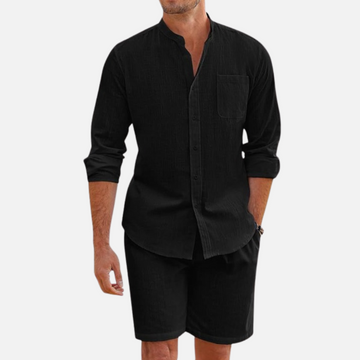Men's Two Piece Set Long Sleeve Shirt and Shorts