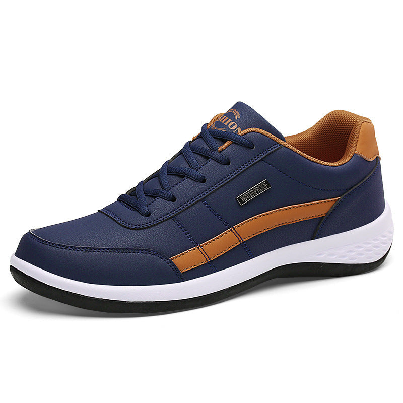 Men's Casual Sneakers - Lace Up Low Top with Stripe Detail