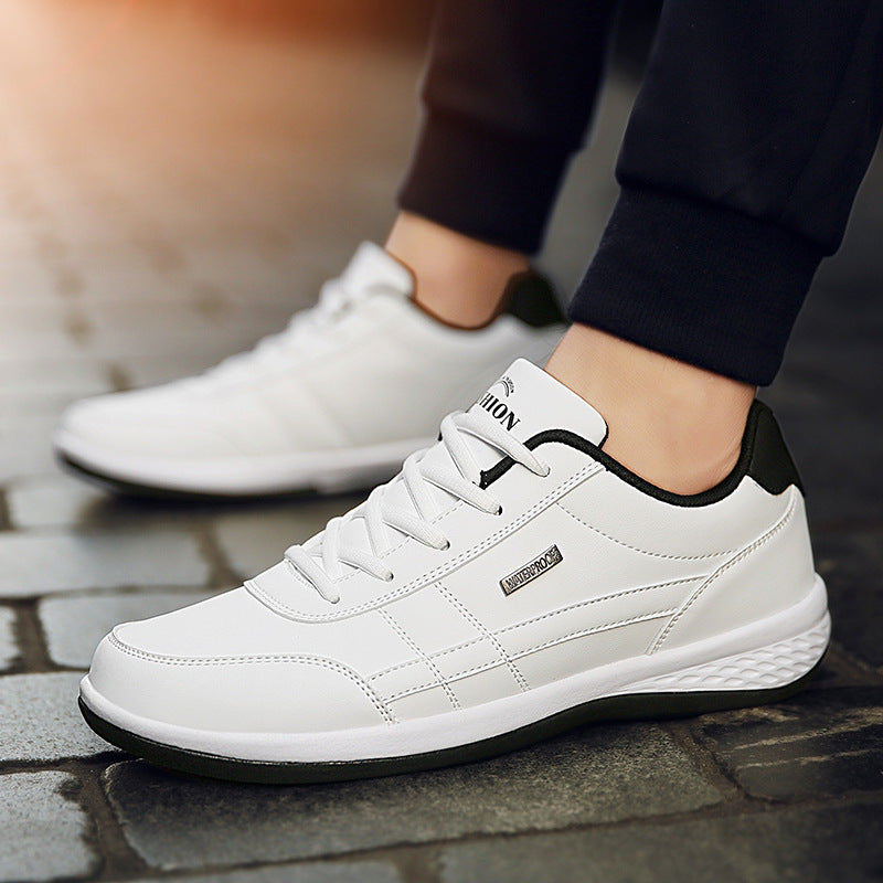Men's Casual Sneakers - Lace Up Low Top with Stripe Detail