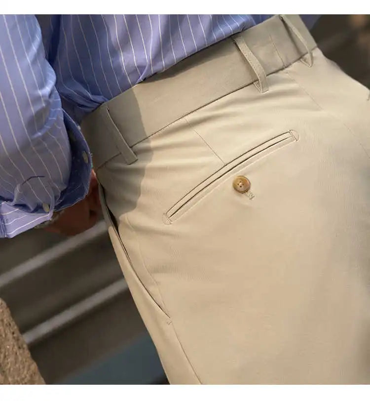 Men’s Slim Fit Ankle Trousers – Mid-Rise Tailored Style