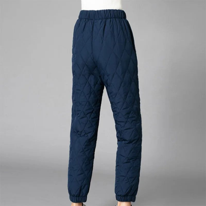Women's Quilted Pants - High Waist Elasticated Jogger Cuff