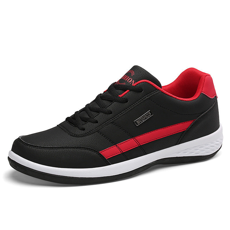 Men's Casual Sneakers - Lace Up Low Top with Stripe Detail