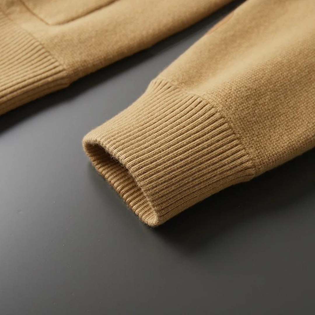 Men's Wool Cardigan - Button-Up Collar Long Sleeve
