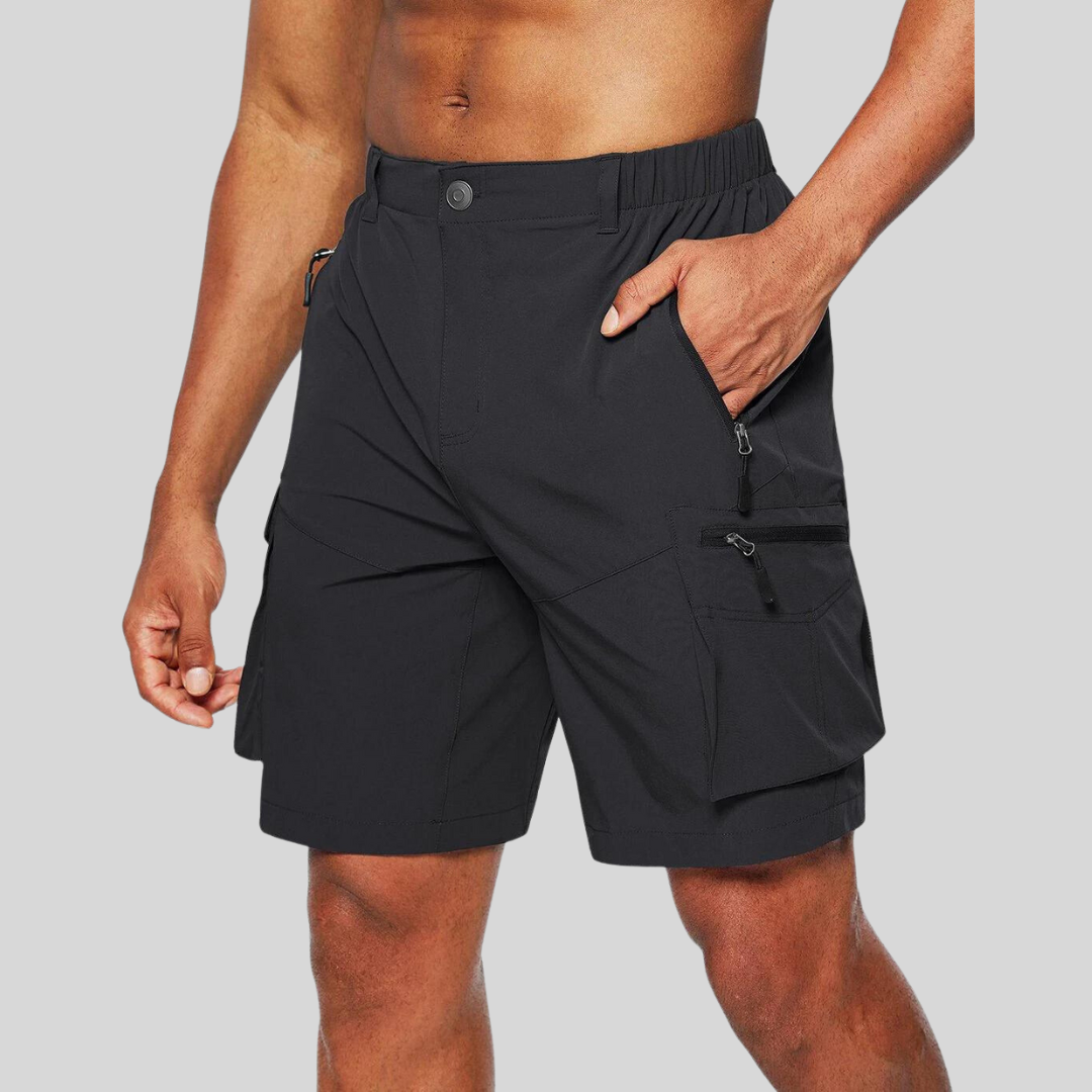 Men's Cargo Shorts - Zippered Side Pockets - Button Front