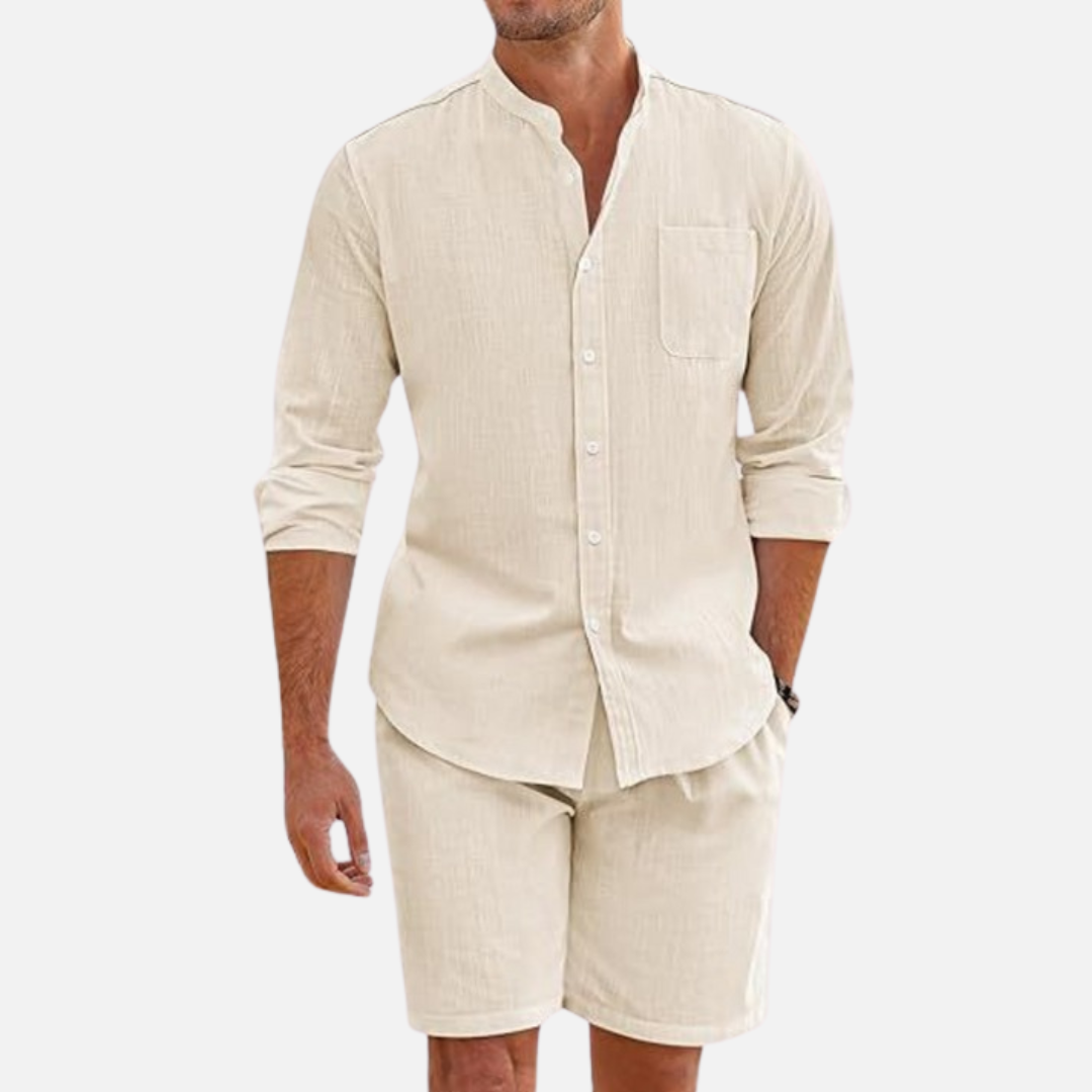 Men's Two Piece Set Long Sleeve Shirt and Shorts