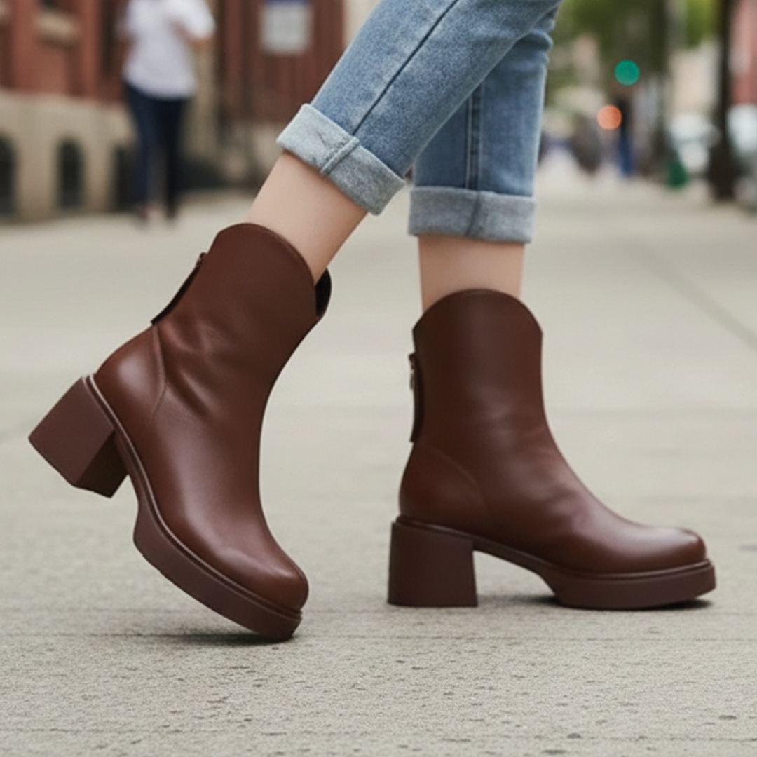 Women’s Ankle Boots – Platform Block Heel Pull On Boots