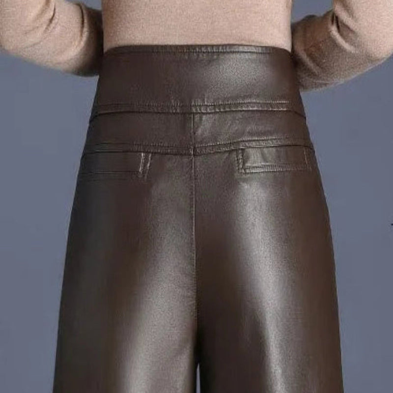 Women's Wide Leg Pants - High Waist Zip Concealed Closure