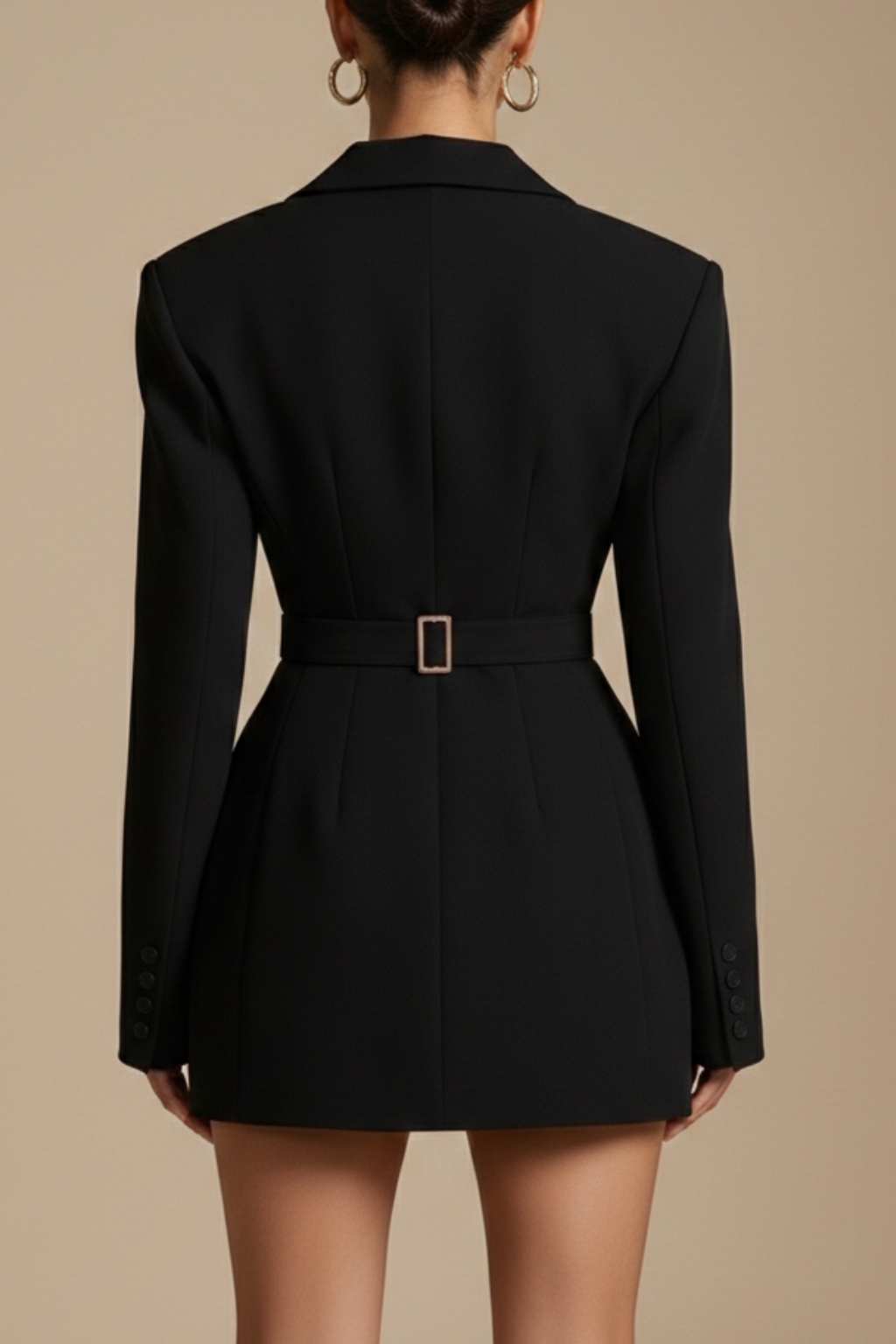 Women's Blazer Dress - Double Breasted Long Sleeve Mini Length