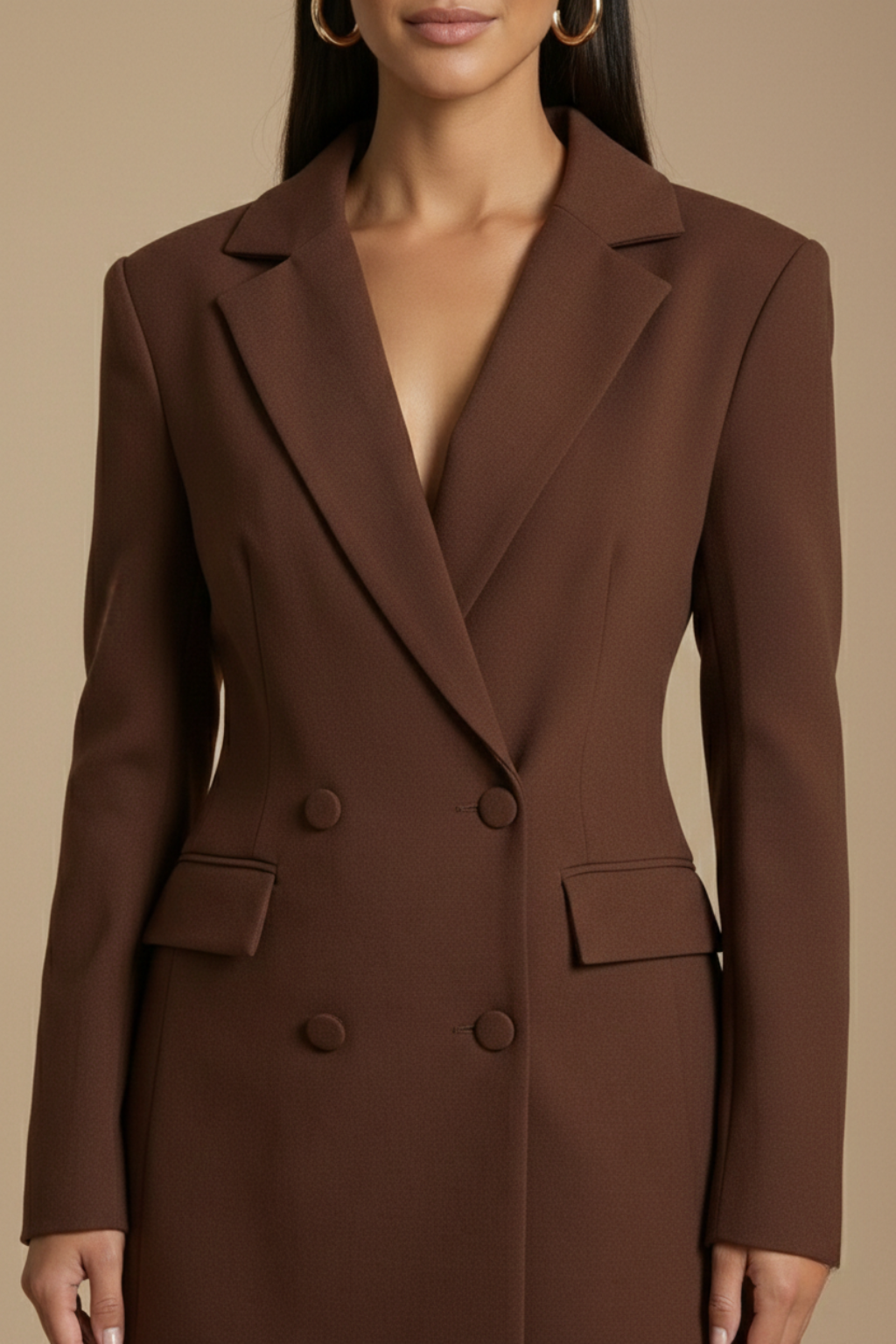 Women's Blazer Dress - Double Breasted Long Sleeve Mini Length
