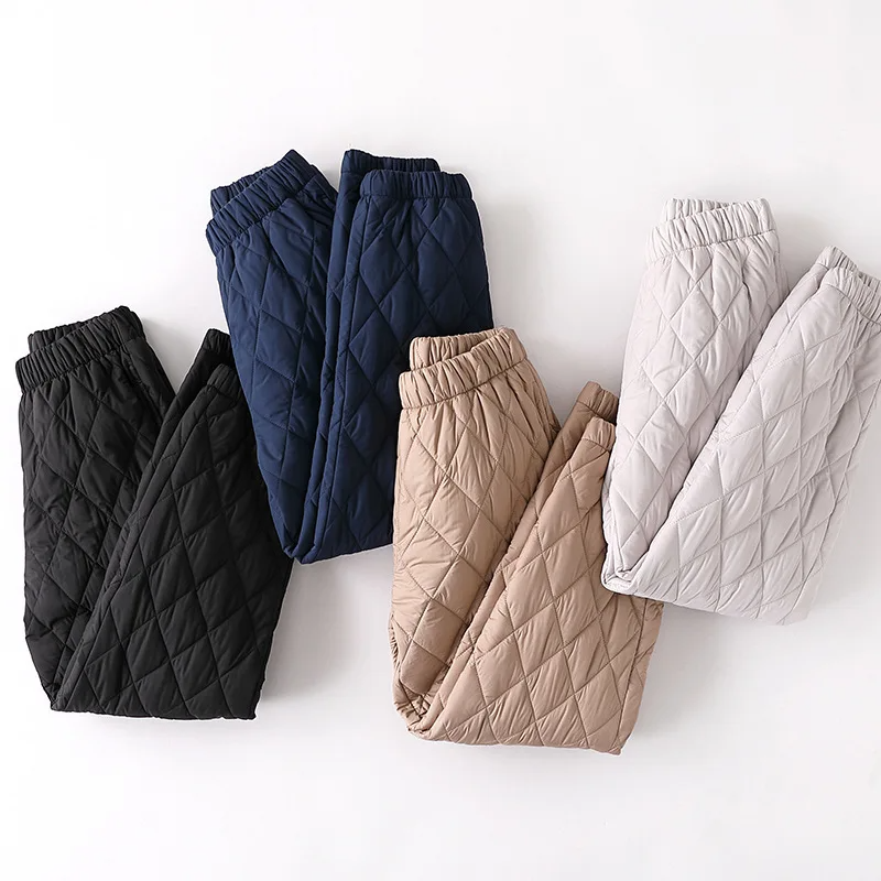 Women's Quilted Pants - High Waist Elasticated Jogger Cuff