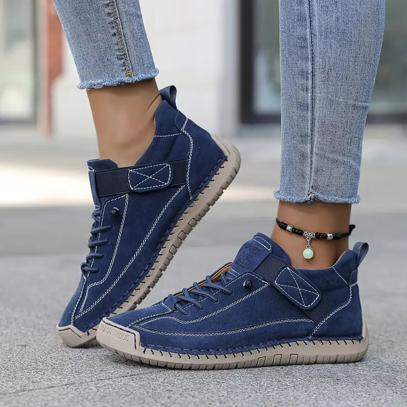 Men's Casual Shoes - Lace-Up - Contrast Stitch - Elastic Side Panel - Padded Collar