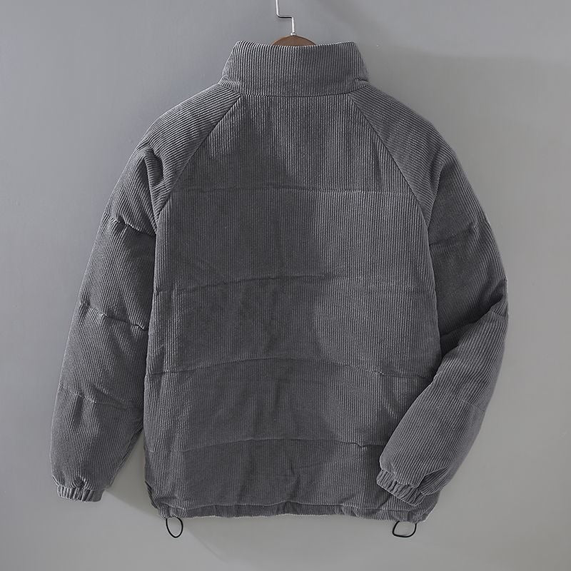 Men’s Quilted Stand Collar Puffer Jacket - Relaxed Fit Zip Front Outerwear