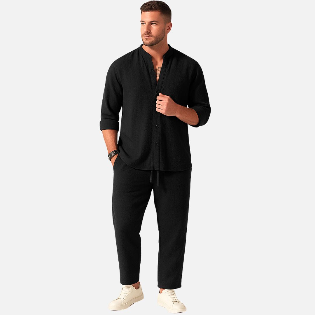 Men's Two Piece Set Long Sleeve Shirt and Straight Leg Pants
