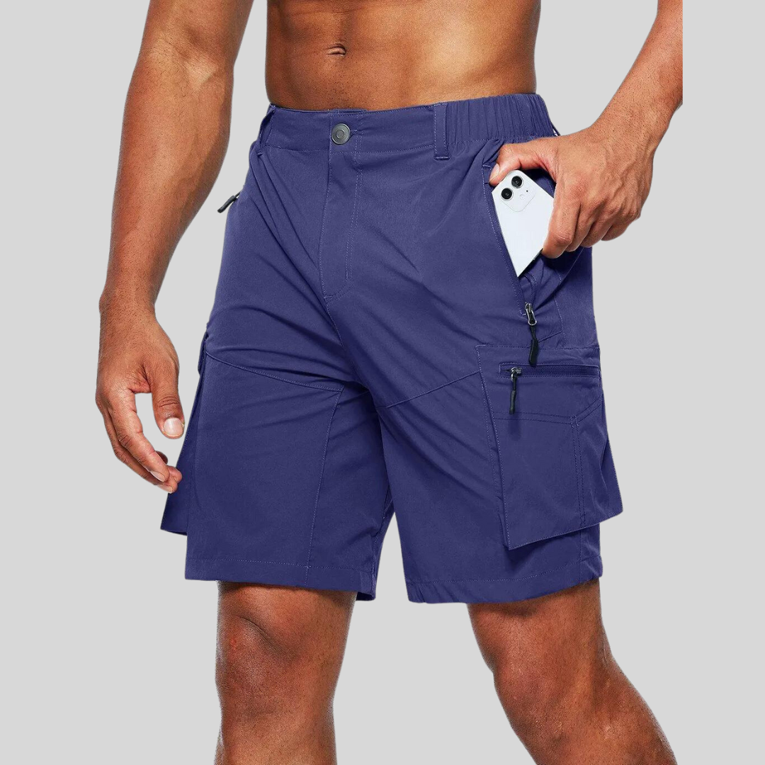 Men's Cargo Shorts - Zippered Side Pockets - Button Front
