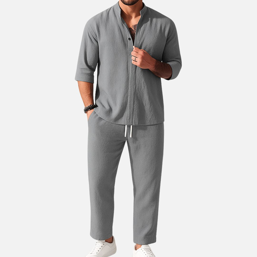 Men's Two Piece Set Long Sleeve Shirt and Straight Leg Pants