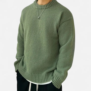 Men's Crew Neck Jumper - Long Sleeve - Ribbed Cuffs and Hem