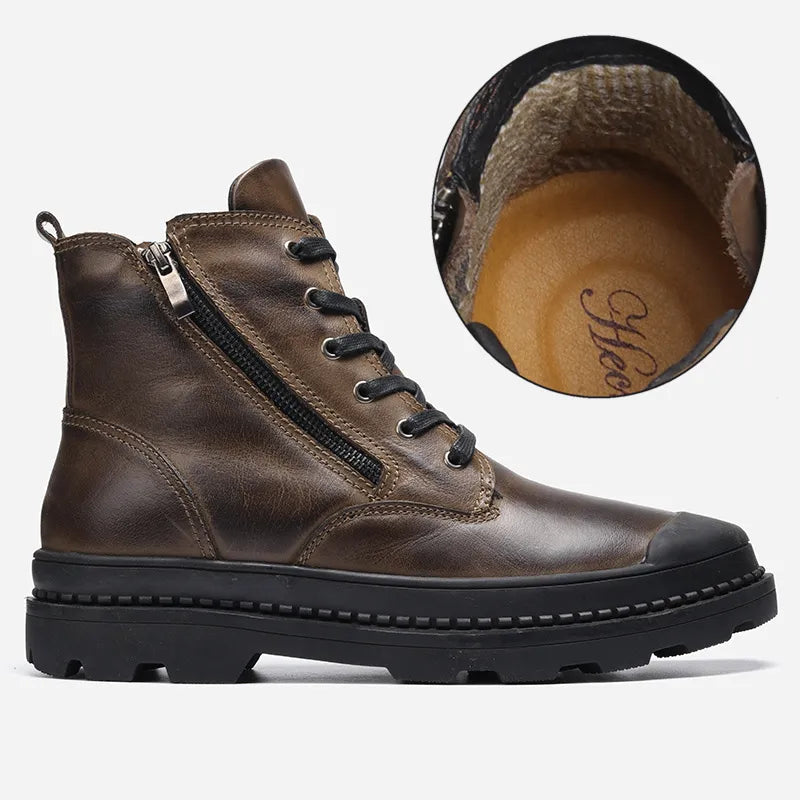 Men’s Lace Up Boots with Side Zip and Chunky Sole