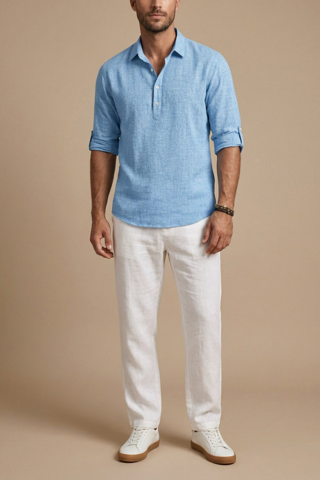 Men's Shirt - Spread Collar Popover Long Sleeve Roll-Tab