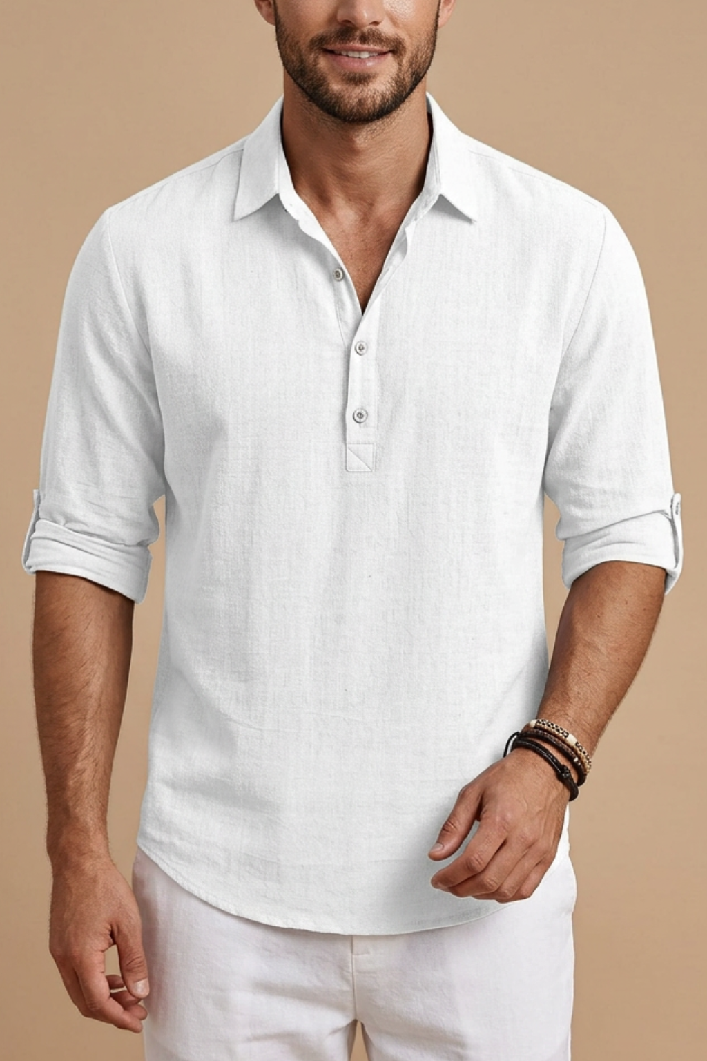 Men's Shirt - Spread Collar Popover Long Sleeve Roll-Tab