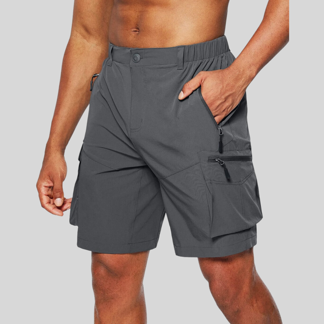 Men's Cargo Shorts - Zippered Side Pockets - Button Front