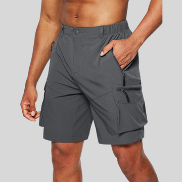 Men's Cargo Shorts - Zippered Side Pockets - Button Front