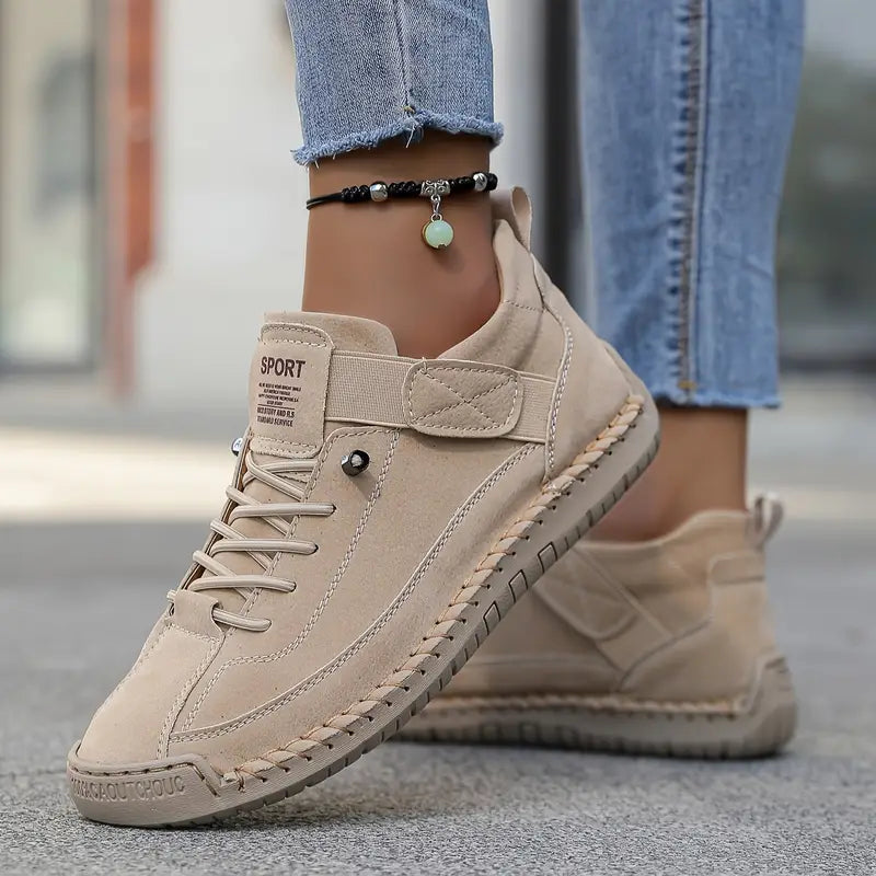 Men's Casual Shoes - Lace-Up - Contrast Stitch - Elastic Side Panel - Padded Collar