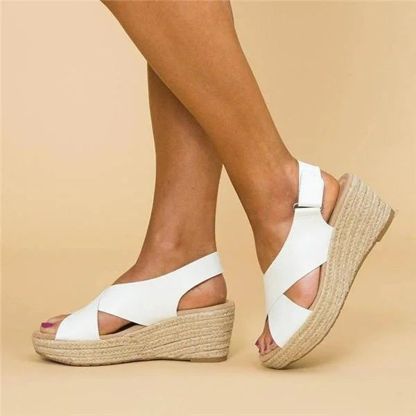 Women's Orthopedic Cross-Strap Espadrille Wedges - Slingback