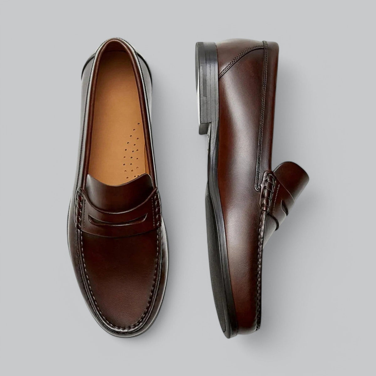 Men’s Leather Penny Loafers – Classic Slip-On Formal Shoes