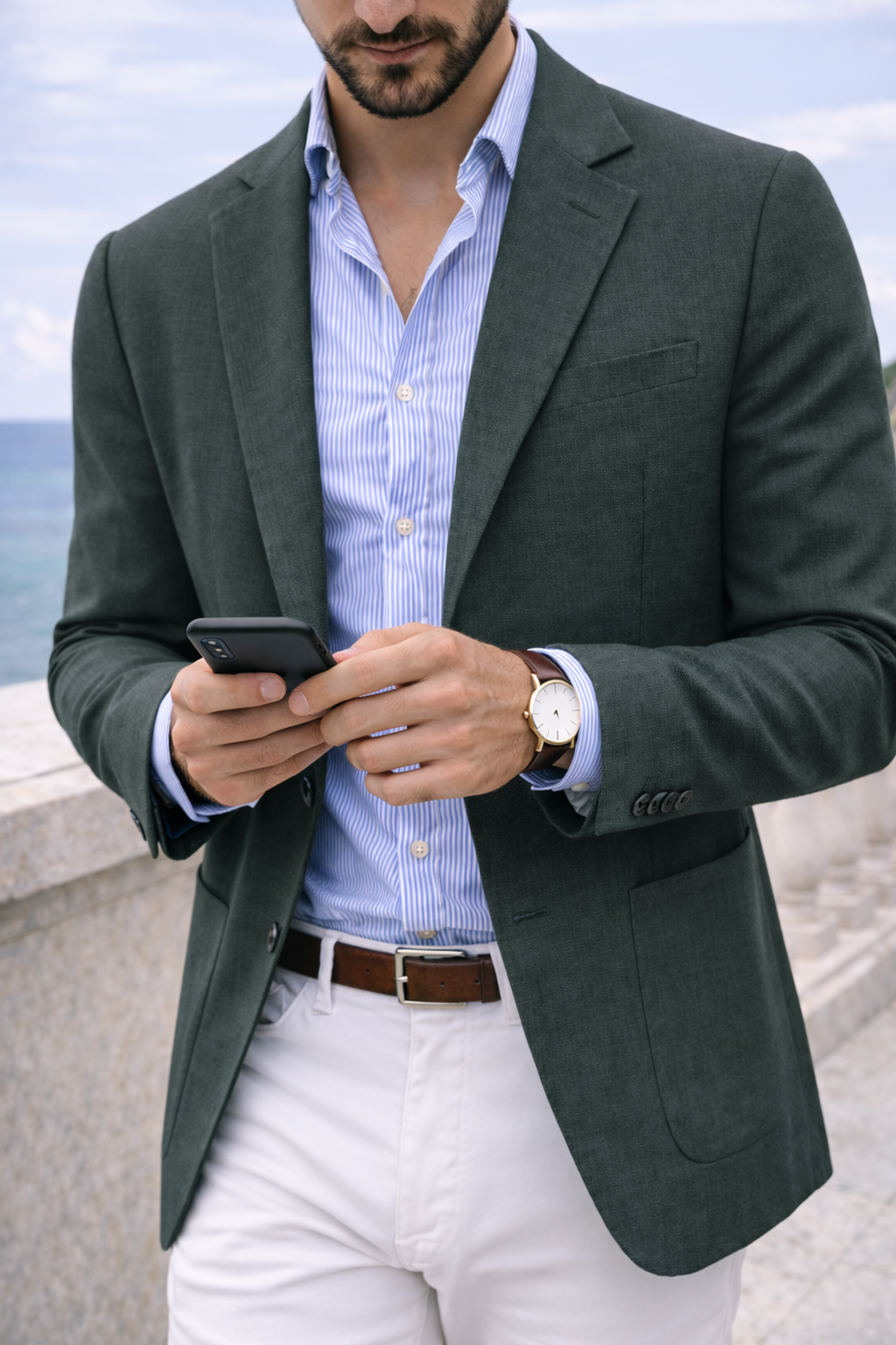 Men's Blazer with Notch Lapel - Single Breasted Long Sleeve