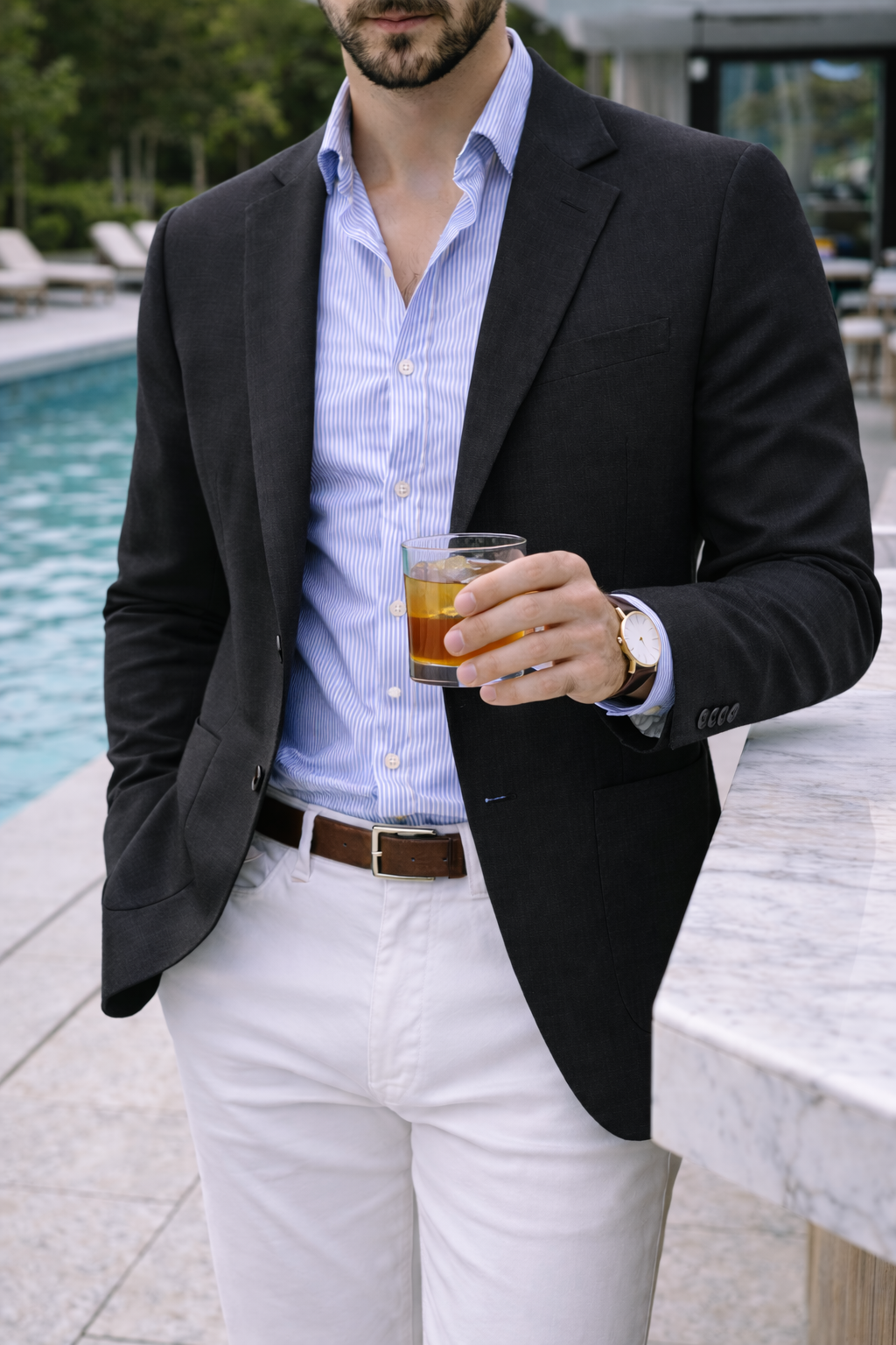 Men's Blazer with Notch Lapel - Single Breasted Long Sleeve