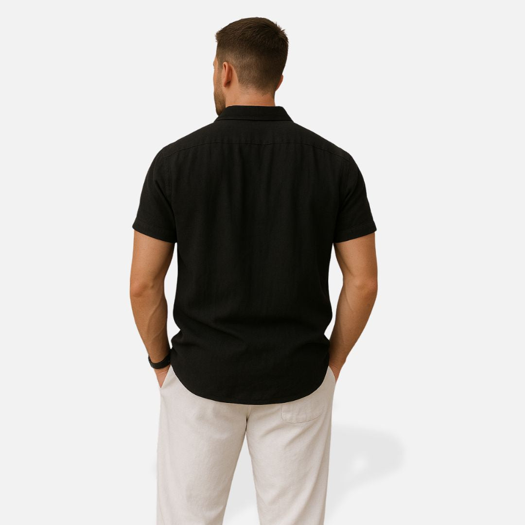 Men's Two Piece Set Short Sleeve Shirt and Linen Pants