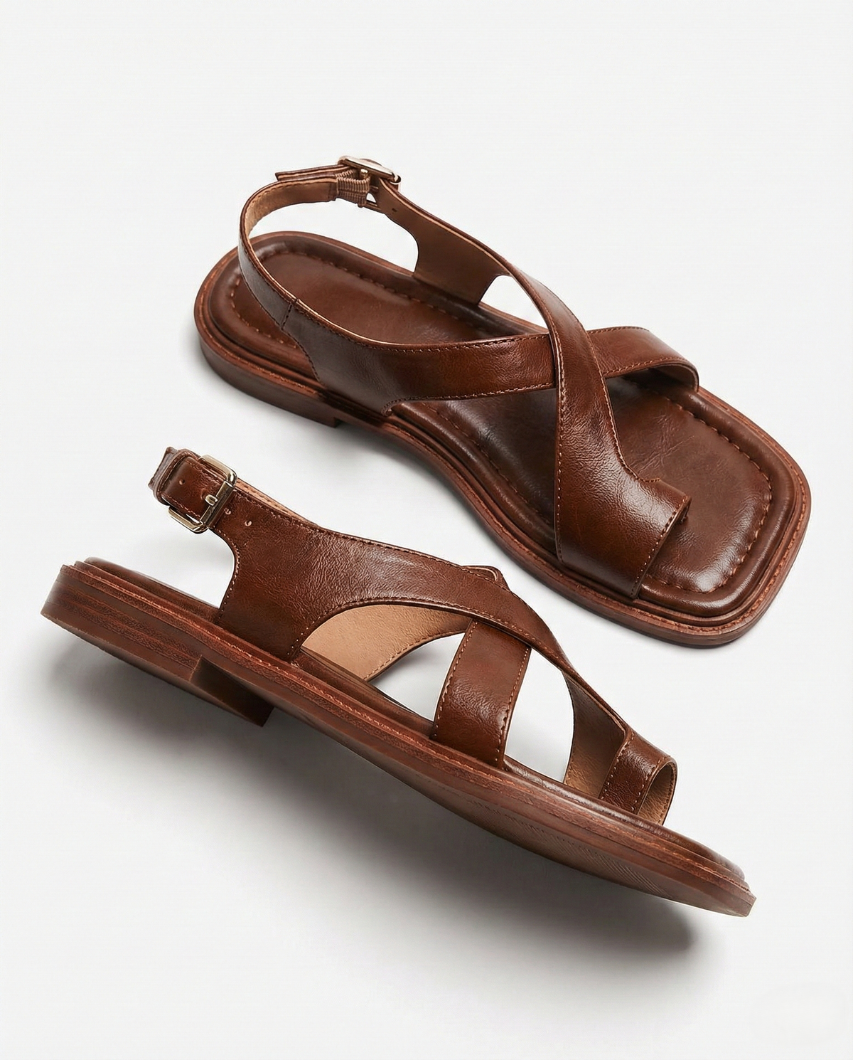 Women's Cross Strap Slingback Sandals - Buckle Closure