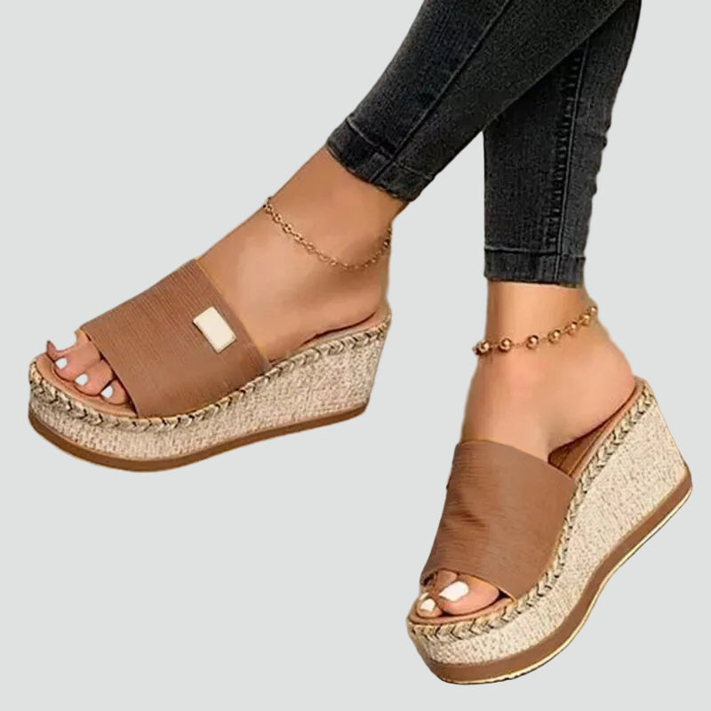 Women's Orthopedic Espadrille Platform Wedges - Single Strap