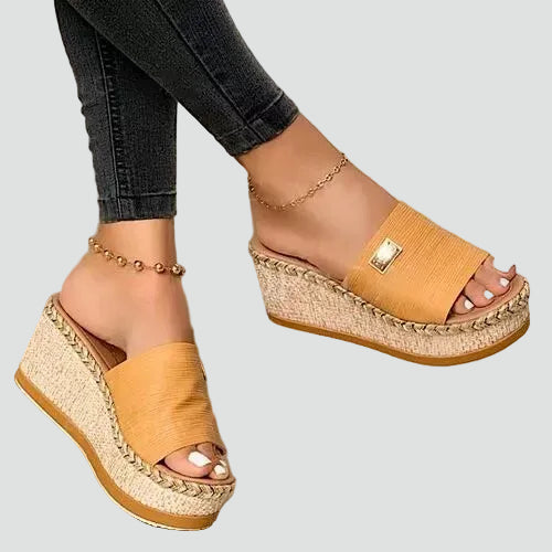 Women's Orthopedic Espadrille Platform Wedges - Single Strap